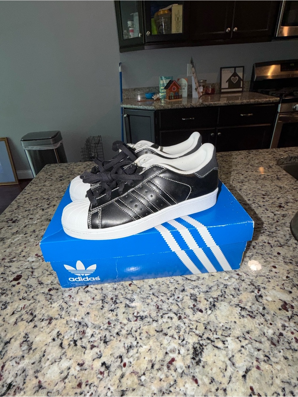 Size 6 Adidas Superstar Black White SKU S85982 Brand New Rep Box